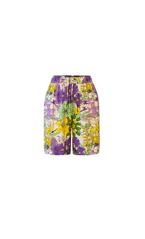 Chinny Loose fit Unisex Shorts - Pink Yellow Garden Mosaic Print | ILC OA OG