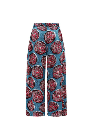 Adaora Wide Leg Pants - Red and White Water Well Print