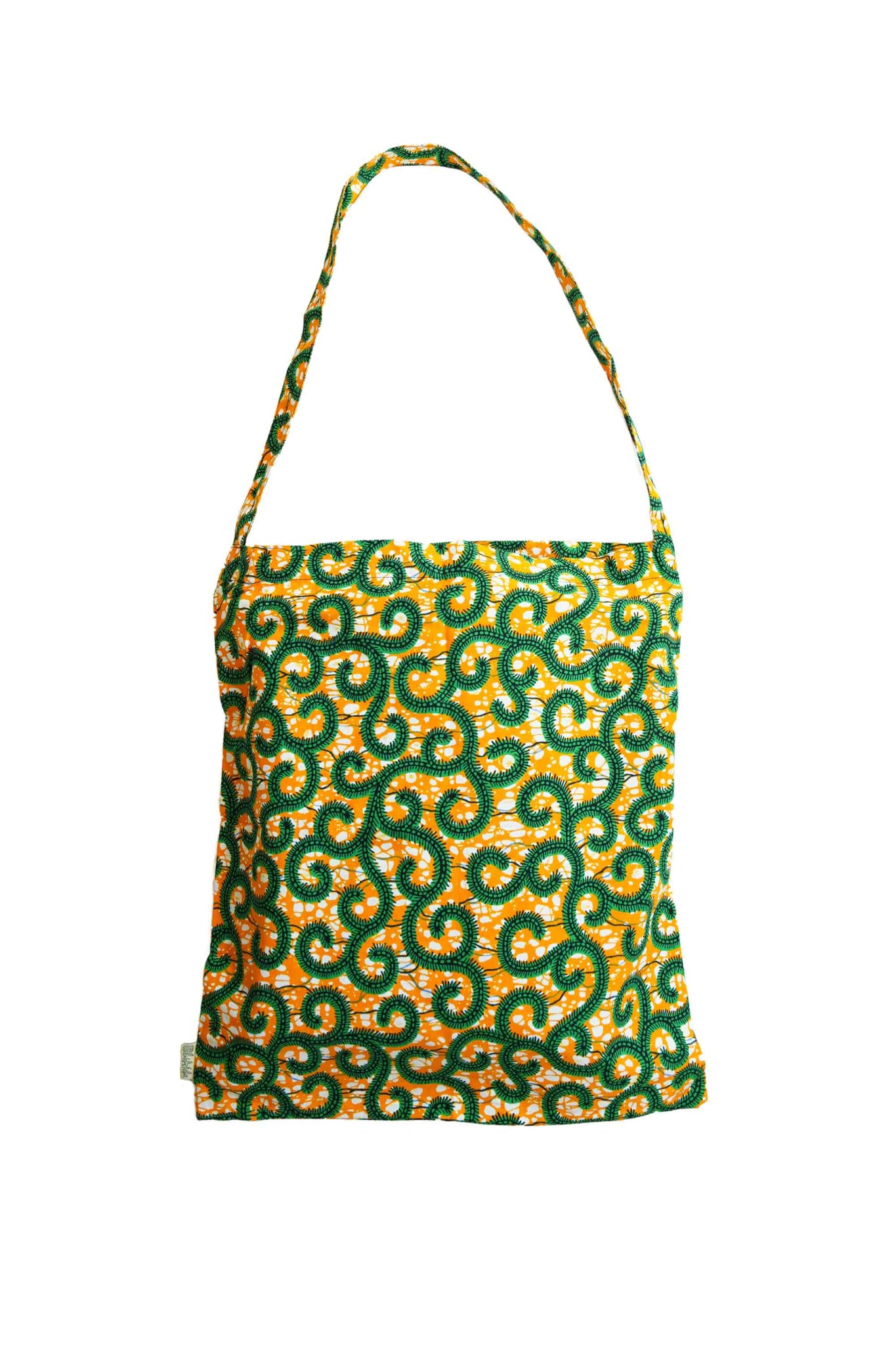 Akoli Messenger Totebag - Green and Orange Advice African Ankara Wax Cotton Print_8