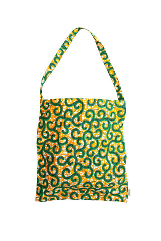 Akoli Messenger Totebag - Green and Orange Advice African Ankara Wax Cotton Print_8