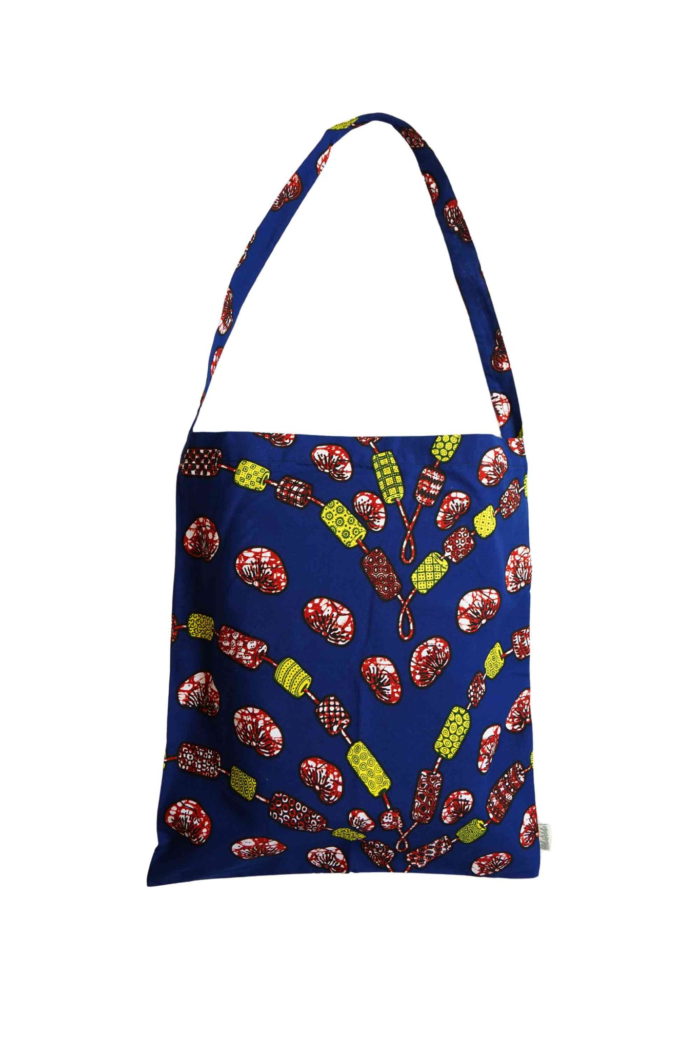 Akoli Messenger Totebag - Blue and Red African Ankara Wax Cotton Print_1