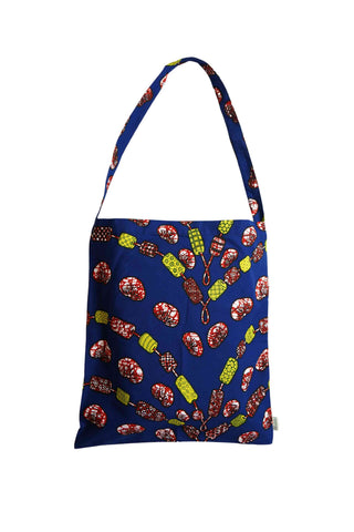 Akoli Messenger Totebag - Blue and Red African Ankara Wax Cotton Print_1