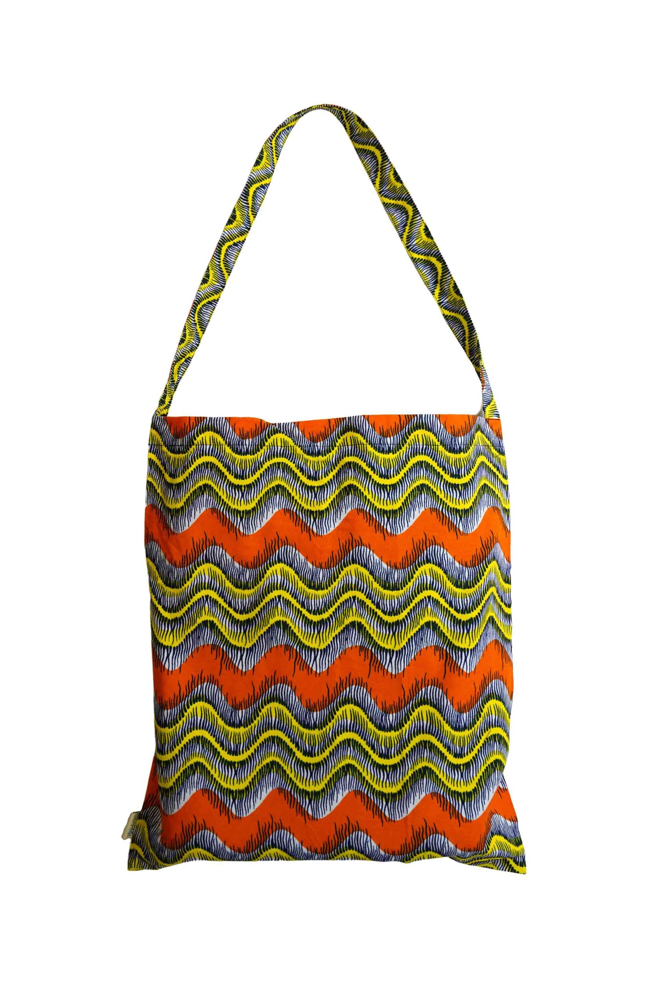 Akoli Messenger Totebag - Orange Green and Yellow African Ankara Wax Cotton Print_2