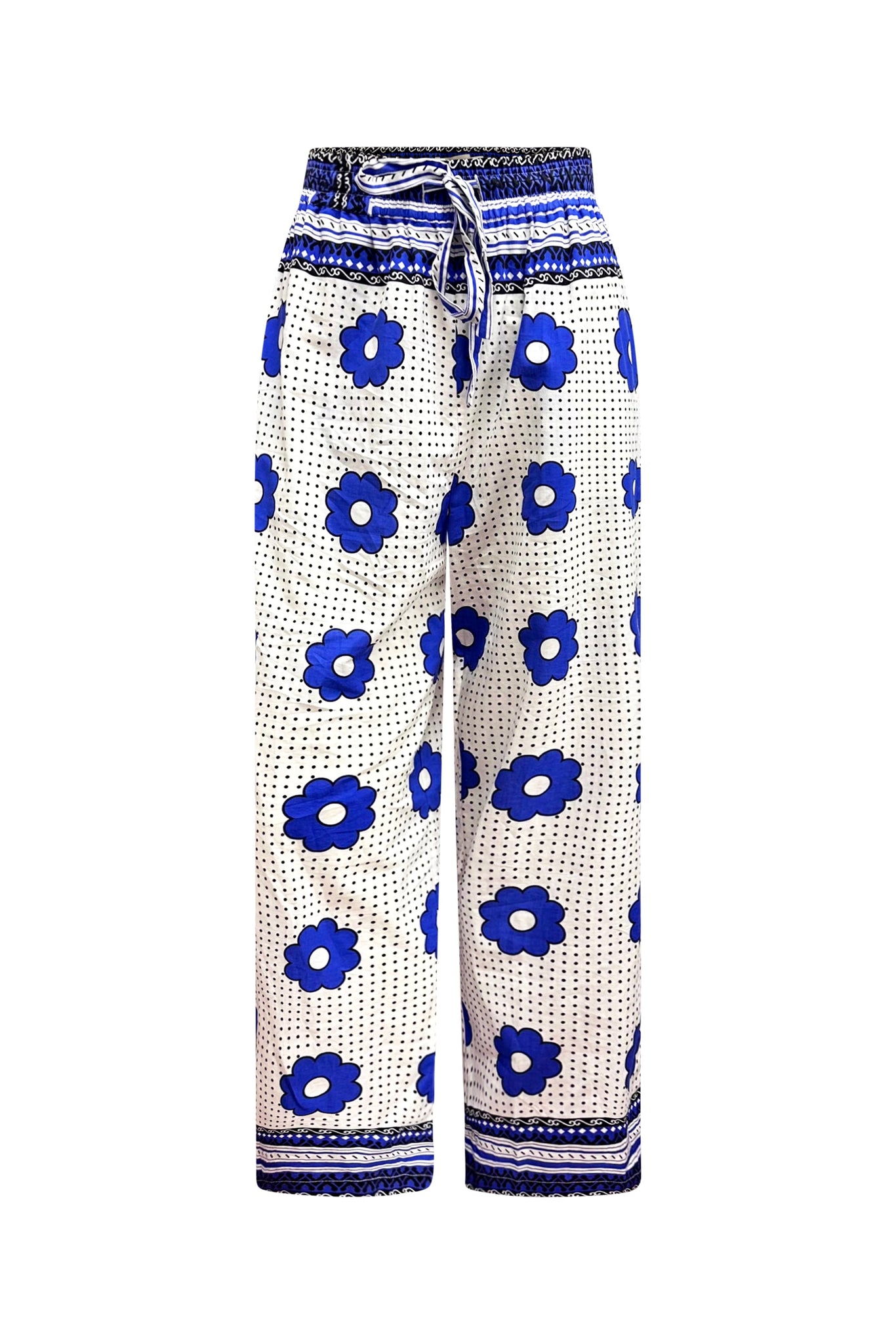 Arize Pants - Blue and white Khanga Print