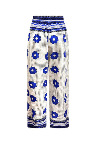 Arize Pants - Blue and white Khanga Print
