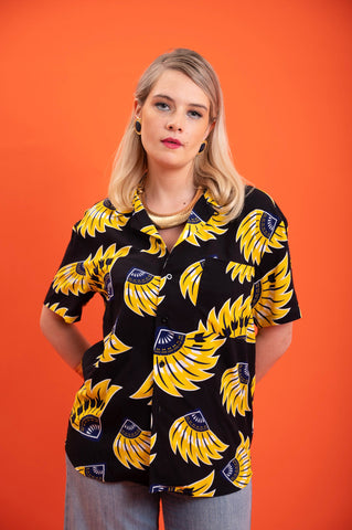 Ashanti Unisex Shirt  - Black and Yellow Plantain Print