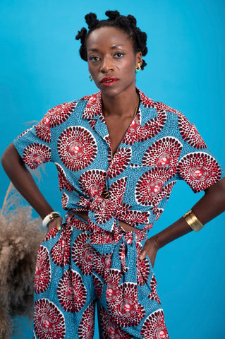 Ashanti Unisex Shirt  - Blue and Red Water Well Print