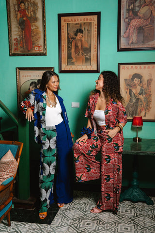 Chidera Wide-leg Pants - Red White & Green Onyame Sɛn Print