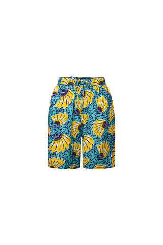 Chinny Loose fit Unisex Shorts - Yellow Cyan Sunkissed Maized Print | ILC OA OG