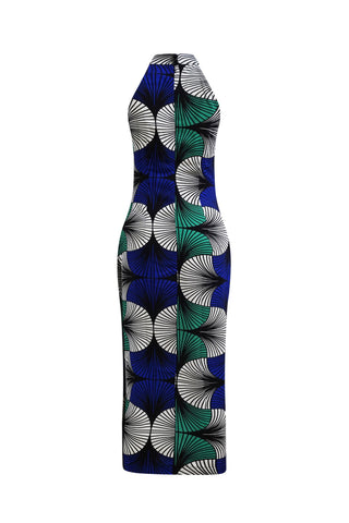 Clara Cheongsam Dress - Blue White & Green EWA NAIBU Print