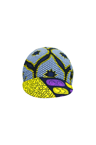 Colorful cycling cap - Grey Purple and Yellow African Ankara Wax Cotton Print - 5
