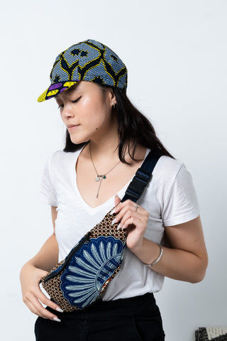 Colorful cycling cap - Grey Purple and Yellow African Ankara Wax Cotton Print - 5
