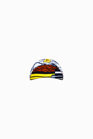 Colorful cycling cap - White Blue Brown and Yellow African Ankara Wax Cotton Print - 10