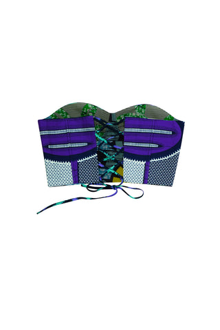 Deka Medley Reversi Corset - Grey Purple & Green Print