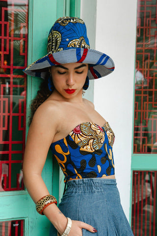 Deka Medley Corset - Yellow & Blue Awoluba Print