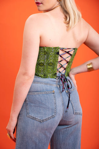 Deka Medley Reversi Corset - Green & Grey Print