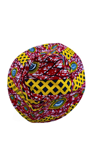 Hagos Reversi Bucket Hat Wide Brim - Blue Pink White Yellow Red Print - 51