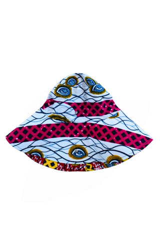 Hagos Reversi Bucket Hat Wide Brim - Blue Pink White Yellow Red Print - 51
