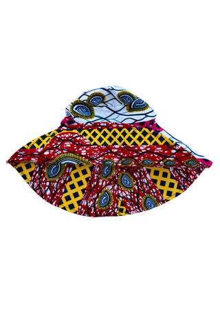 Hagos Reversi Bucket Hat Wide Brim - Blue Pink White Yellow Red Print - 51