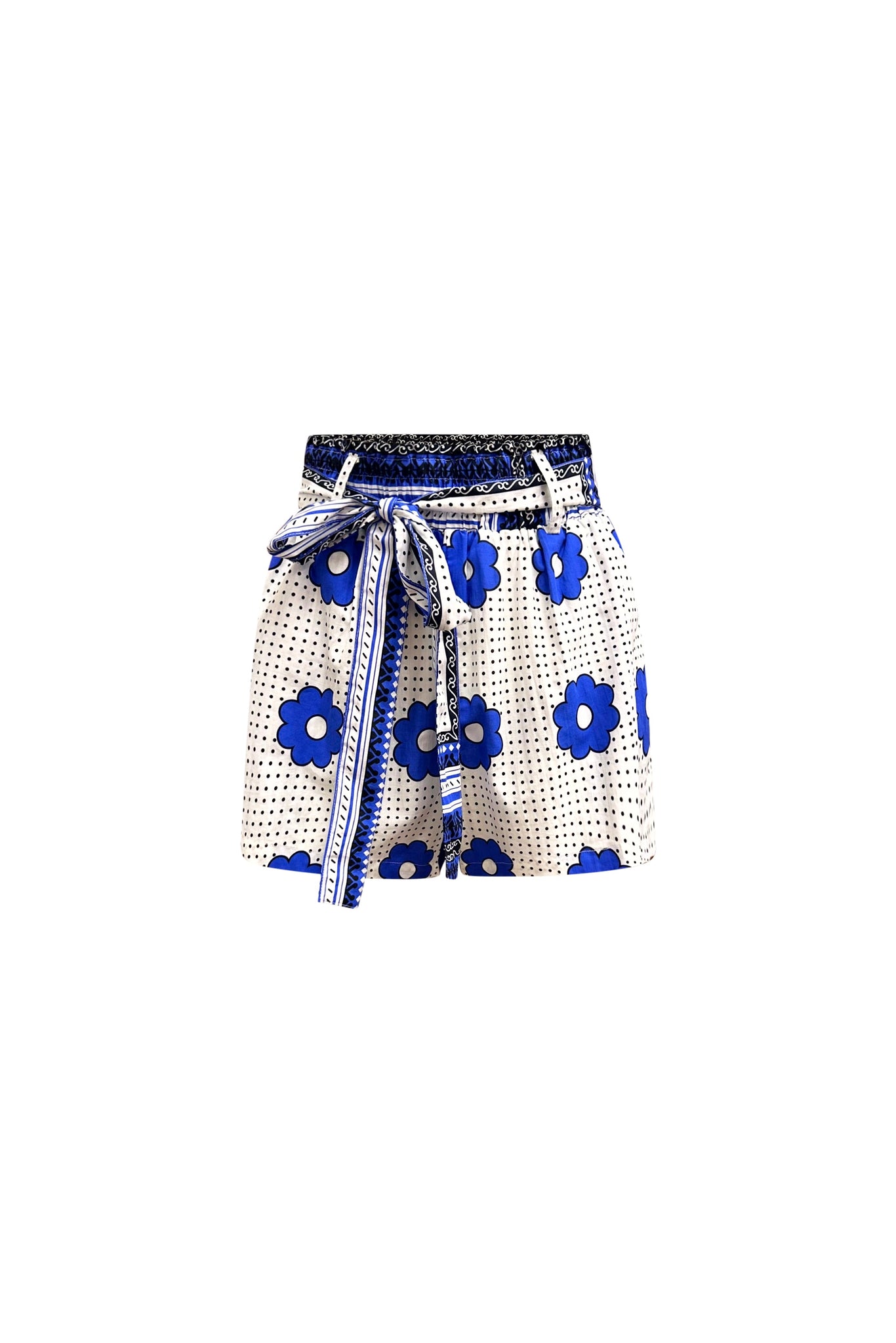 Ifeka Shorts - Blue and white Khanga Print