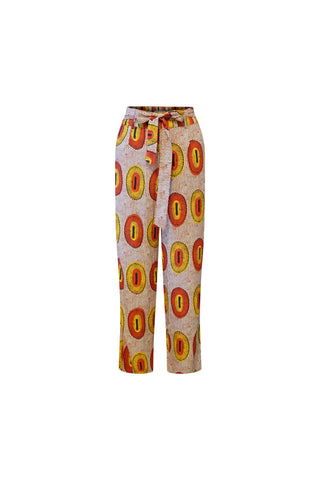 Kianga High-Rise cropped straight-leg pants - Yellow and Orange Rhythmic Spirits Print | ILC OA OG