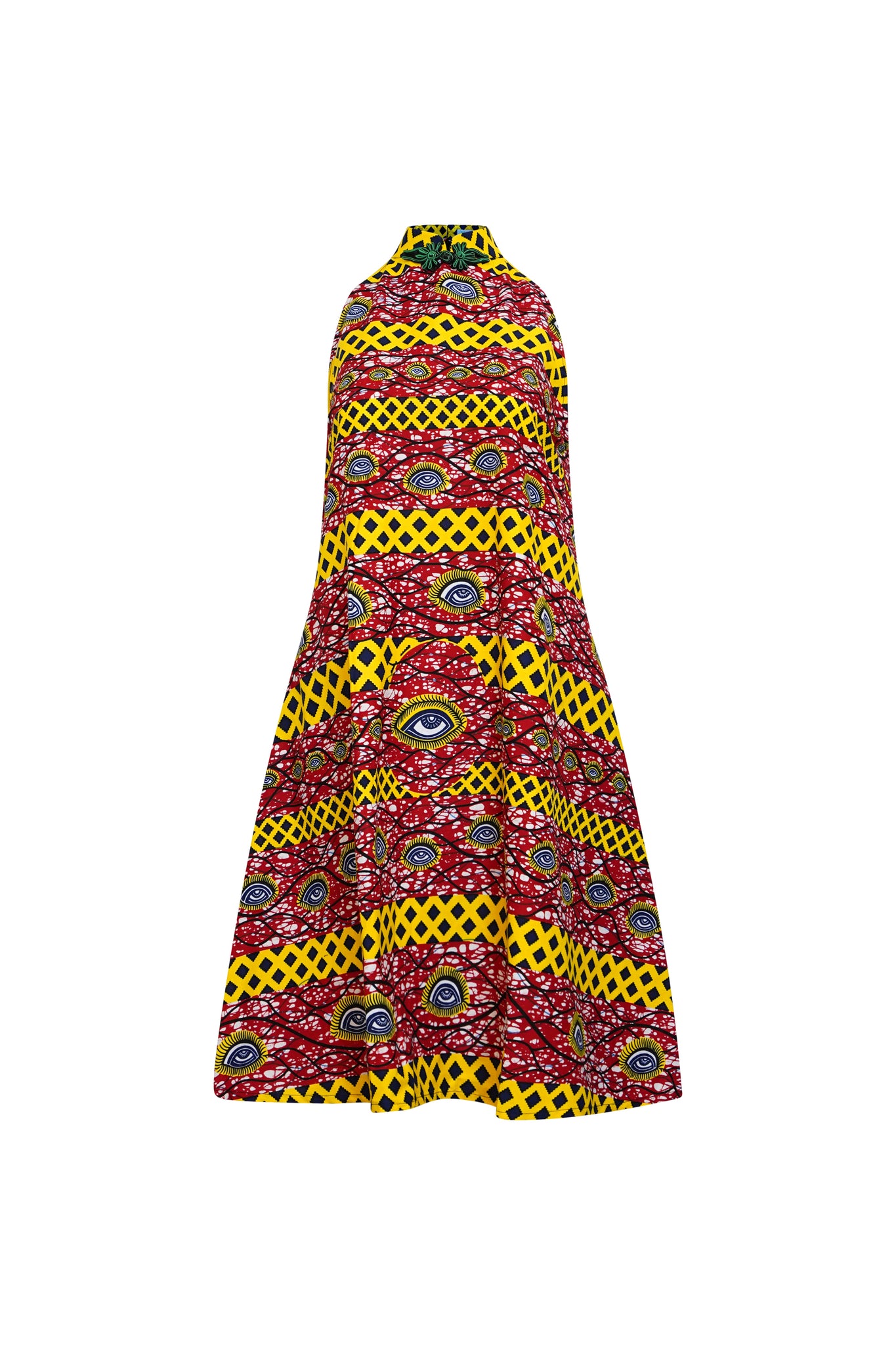 Yejide Dress - Red and Yellow African Ankara Wax Cotton Print