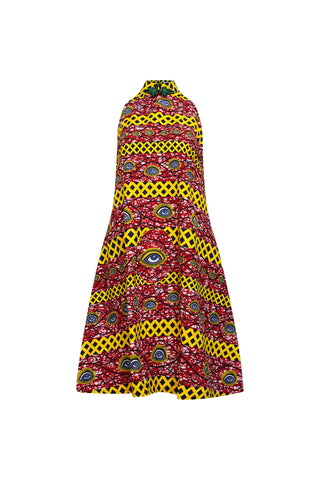 Yejide Dress - Red and Yellow African Ankara Wax Cotton Print