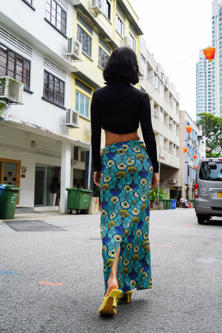 Osith Maxi Skirt - Teal Ewa Naibu - OA OG Print