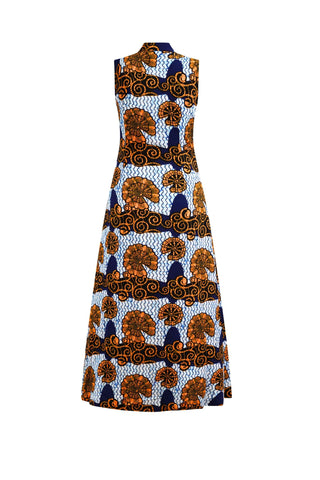 Surya Cheongsam Top - White and Blue House of Snails Print