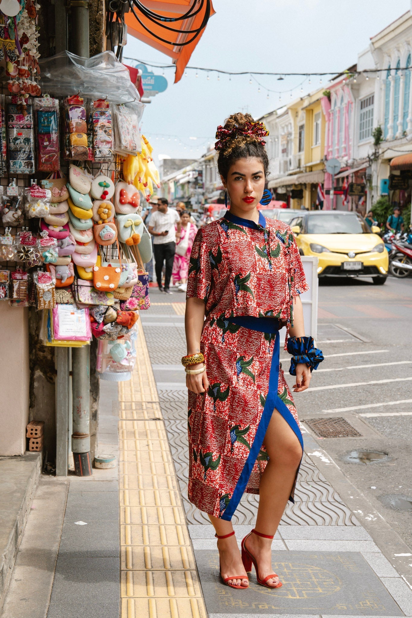 Tine Wrap Skirt - Red White & Green Onyame Sɛn Print