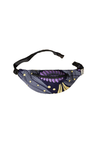Seye Waistbag - Purple Beige and Black African Ankara Wax Cotton Print - 13