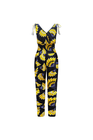 Xetsa Jumpsuit - Yellow & Black Plantain (banana) Print