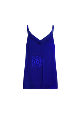 Zackia Spaghetti Top - Solid Blue Print