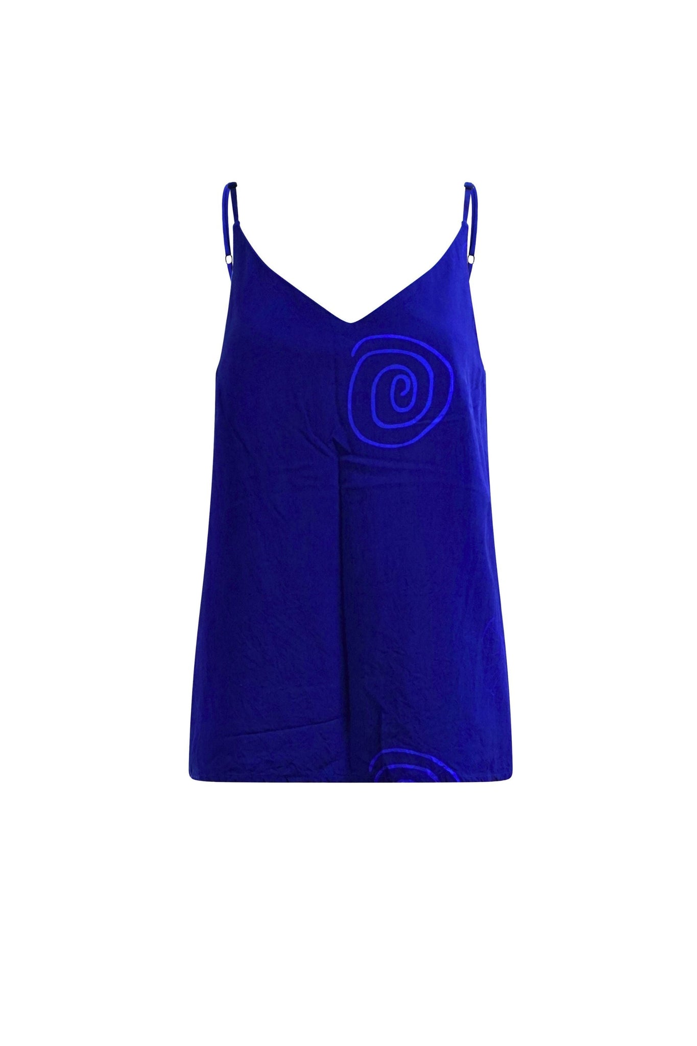 Zackia Spaghetti Top - Solid Blue Print