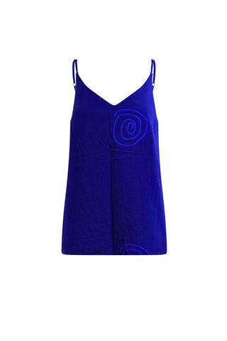 Zackia Spaghetti Top - Solid Blue Print