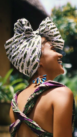 Ebagi Headwrap Ankara Wax Fabric OliveAnkara