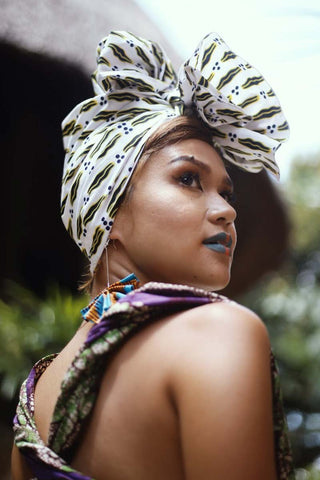 Ebagi Headwrap Ankara Wax Fabric OliveAnkara