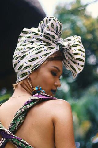 Ebagi Headwrap Ankara Wax Fabric OliveAnkara